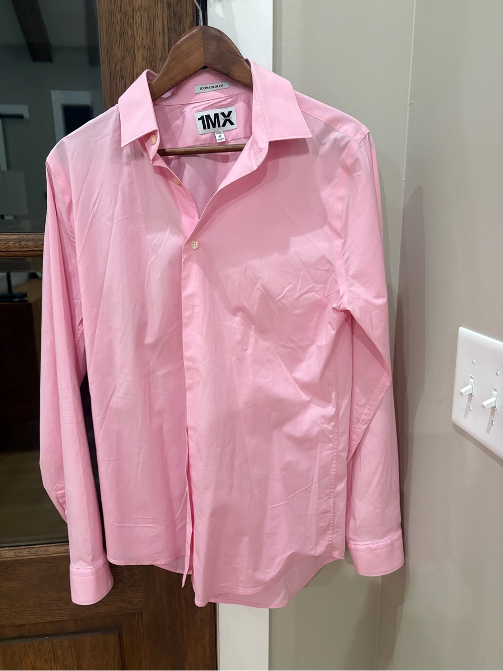 Express Men's Light Pink Dress Shirt - Tailored Collar
